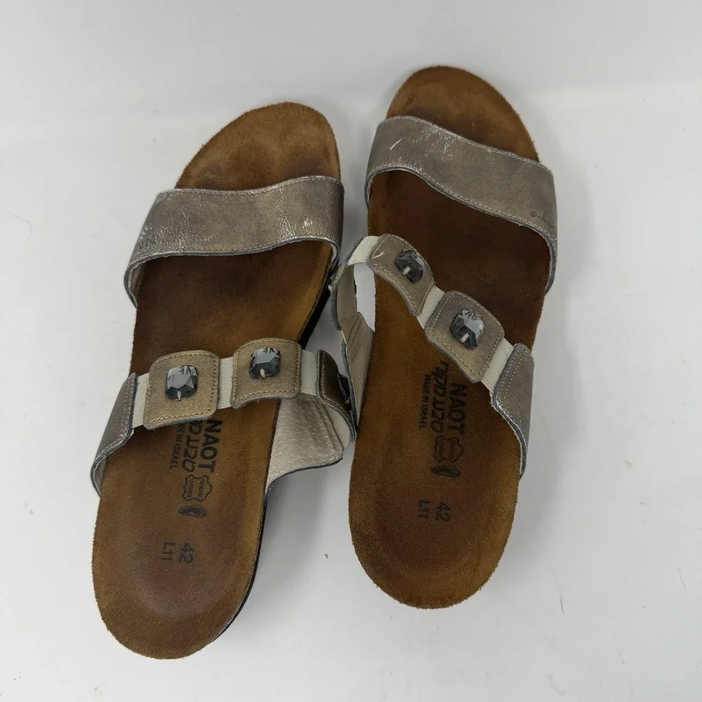 Naot Sandals Womens 11 / 42  Ashley Leather Metallic Wedge Comfort Shoes